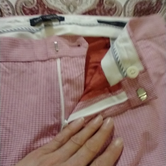 Size 4 Womens Banana Republic Avery Pink/Red/white check pants - Picture 5 of 17
